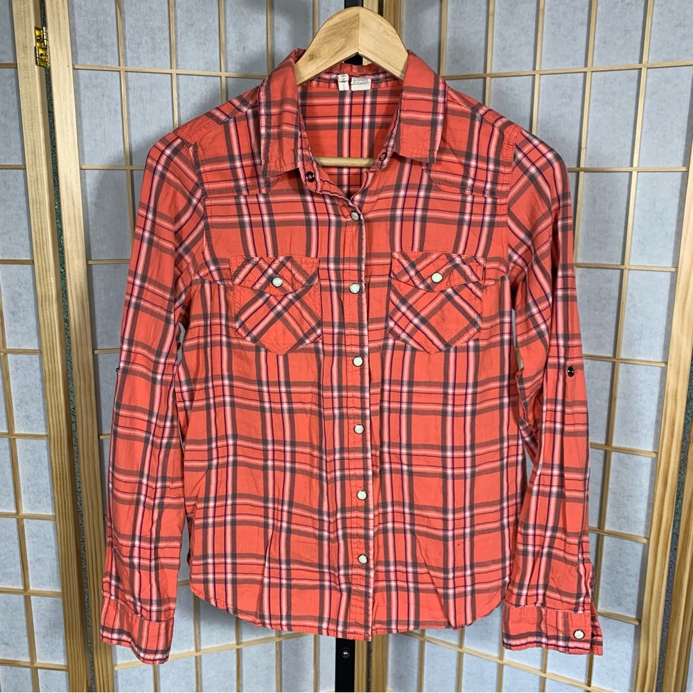 Japna 100% Cotton Boyfriend Button Down Plaid Shirt